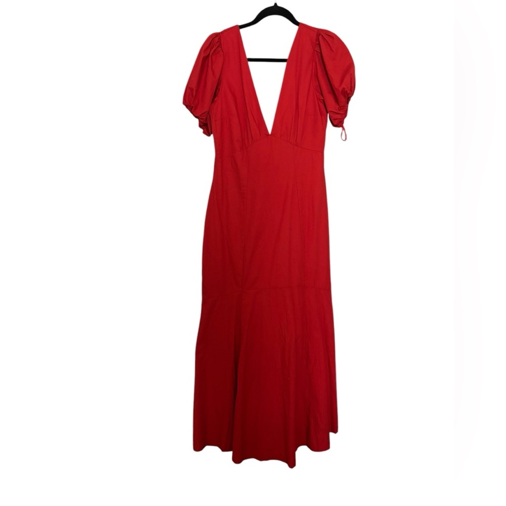 NWT Abercrombie & Fitch Red Puff‎ Sleeve Open Back Dress - Picture 4 of 4